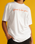 Close up of white Free To Be You tee